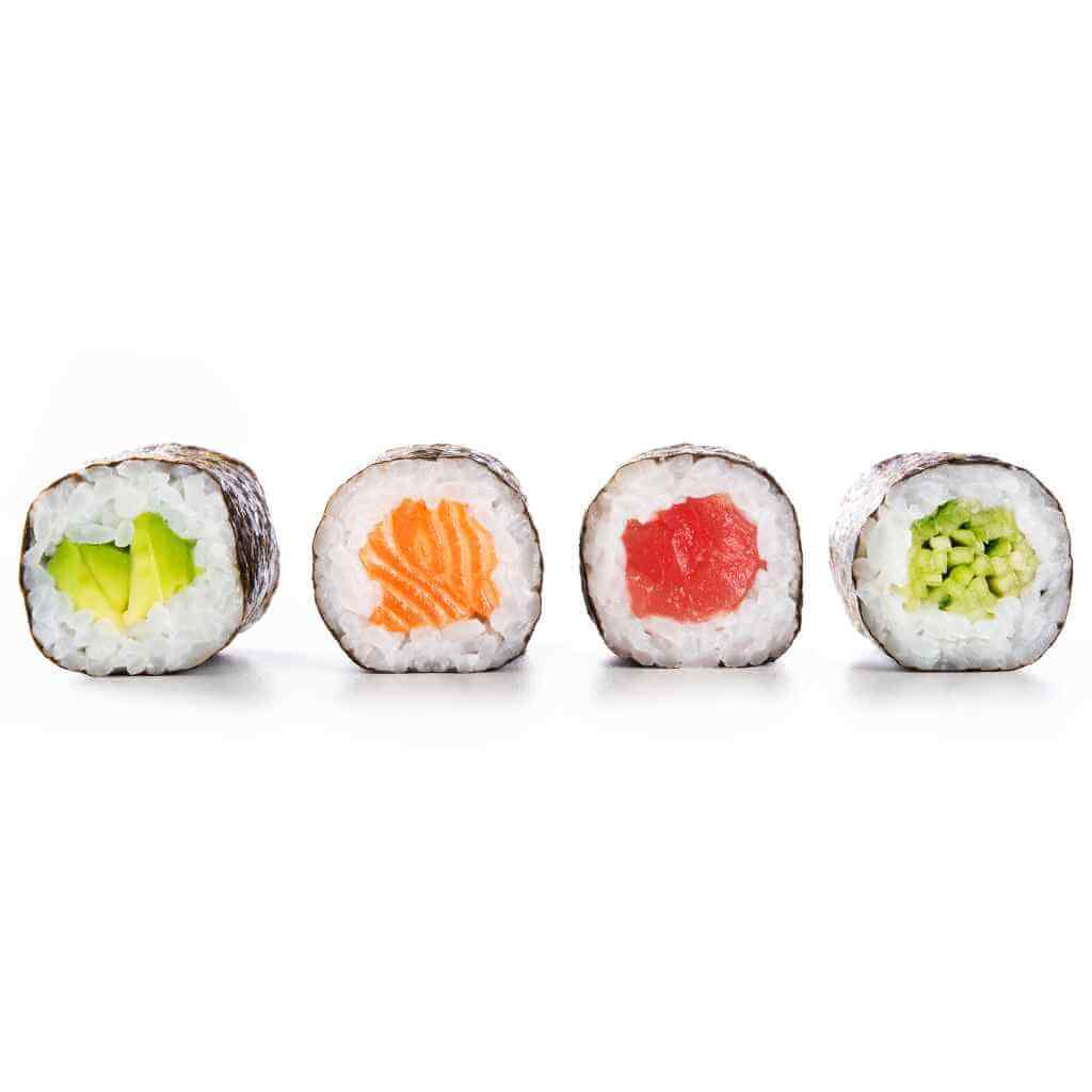 foto do suhsi maki mostrando varios sabores do restaurante japones doho sushi