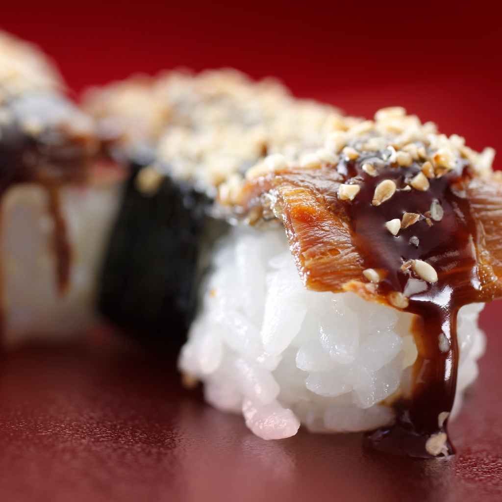 sushi niguiri skin com molho tarê